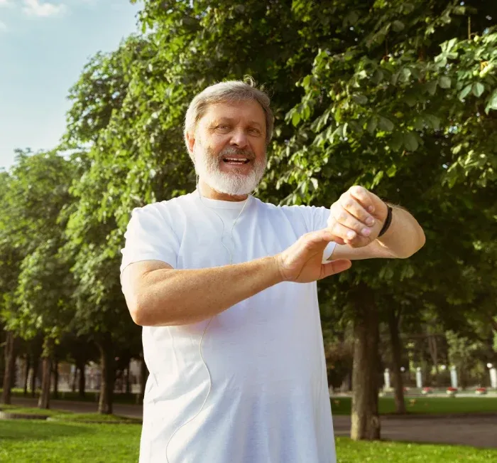 Energetic man outdoors